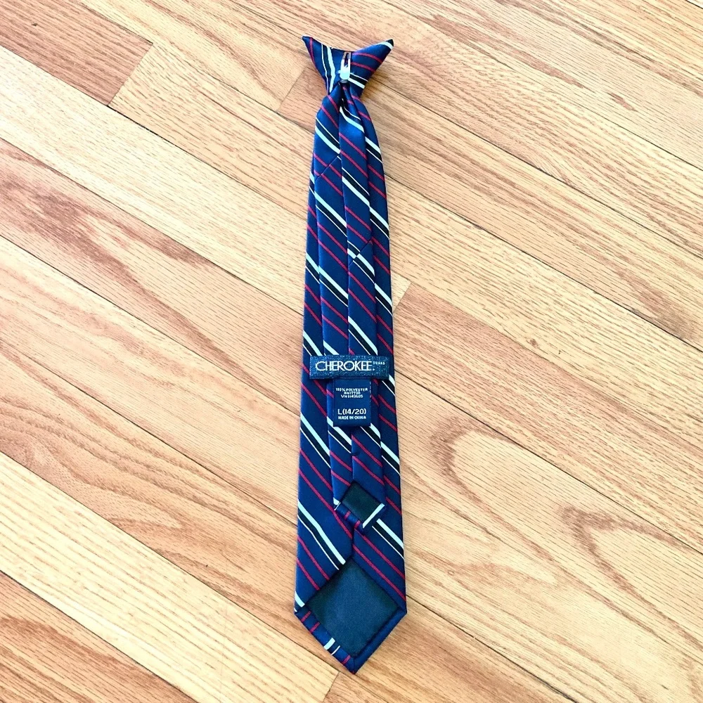 Boy’s size 14-20 Cherokee clip on red white and blue tie